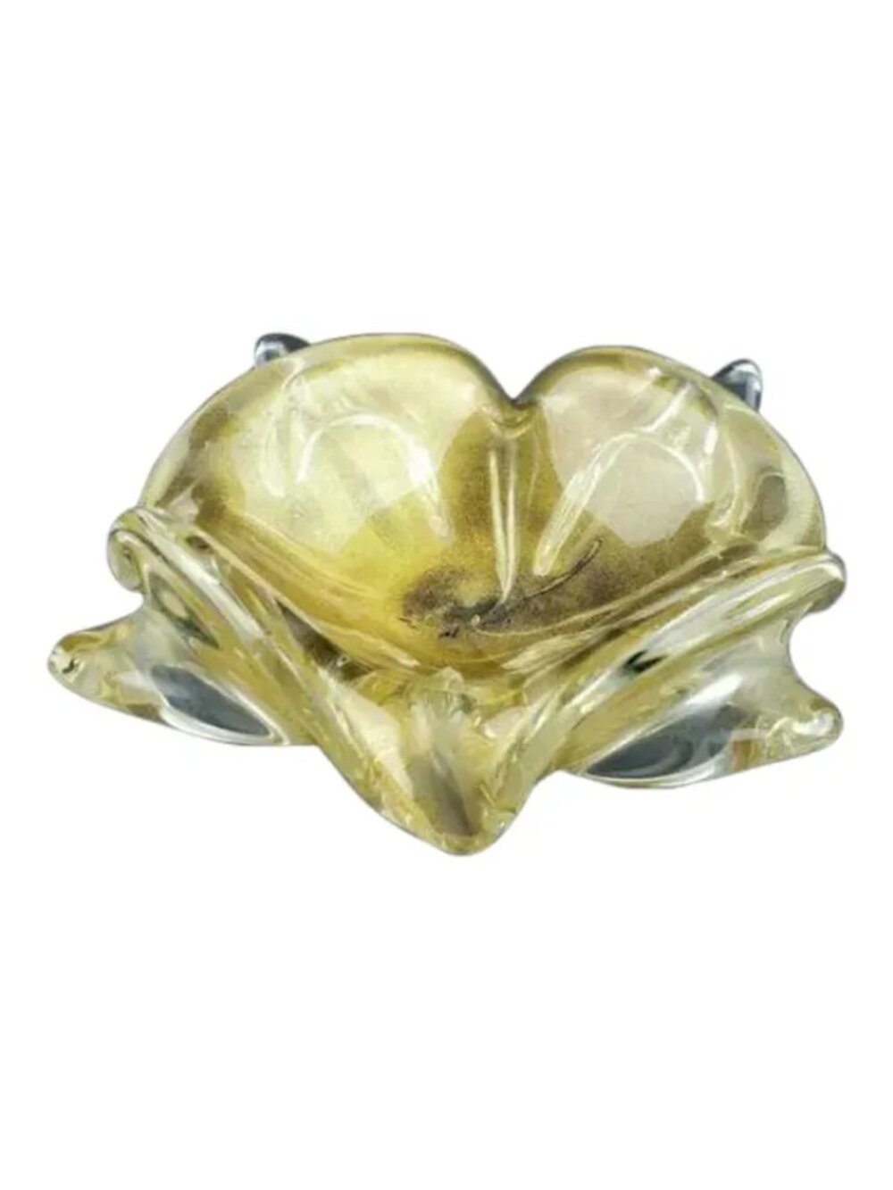 Mid-Century Murano Glass Biomorphic Ashtray in Gold Aventurine